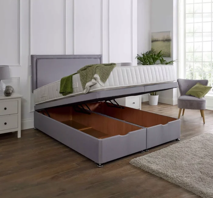 NEW DIVAN OTTOMAN STORAGE DIVAN SET SIDE OR END LIFT OPTION WITH MATTRESS DOUBLE