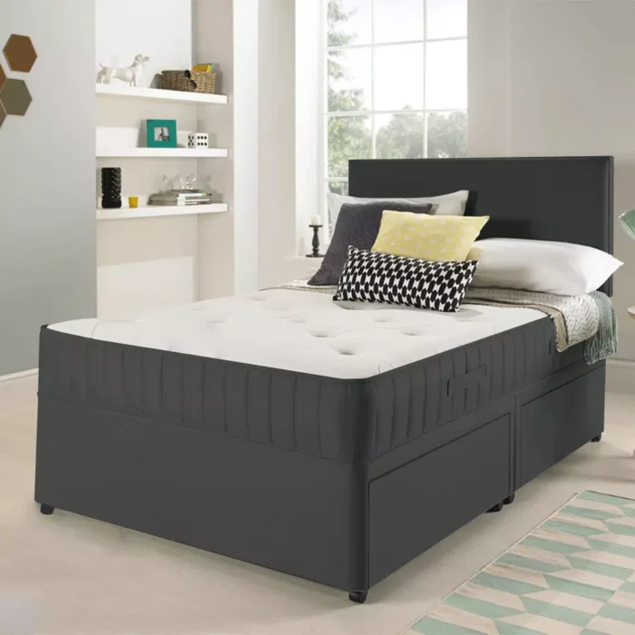 NEW MEMORY FOAM DIVAN BED SET WITH MATTRESS AND HEADBOARD 3FT 4FT6 DOUBLE 5FT